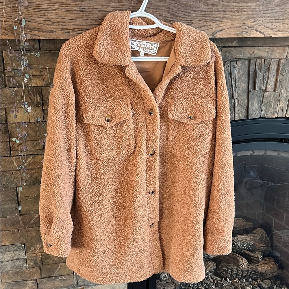 Pink Martini Warm Tan Teddy Jacket oversized